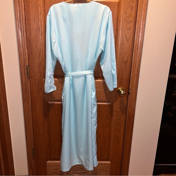Intimates & Sleepwear Satin Long Robe With Embroidered Trim Poshmark